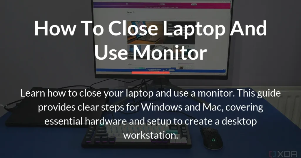 how to close laptop and use monitor