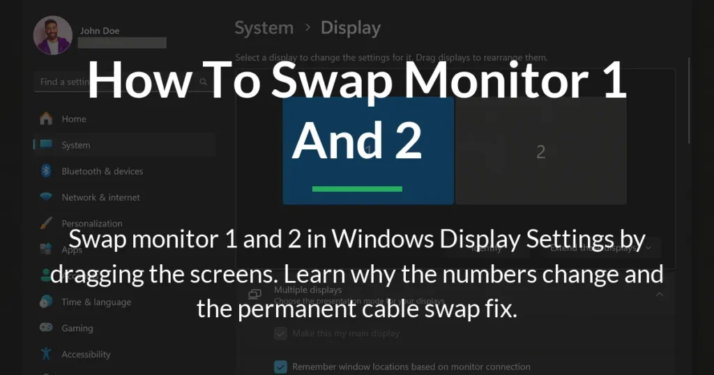 how to swap monitor 1 and 2