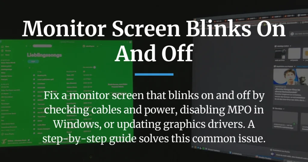 monitor screen blinks on and off